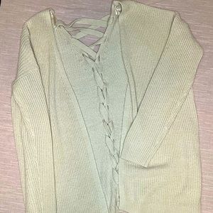 Cream Braided Back Sweater